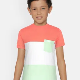 METRO KIDS COMPANY Boys Orange Colourblocked Round Neck T-shirt-image-11