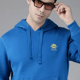 U S Polo Assn Men Blue Brand Logo Embroidered Hooded Sweatshirt-image-64
