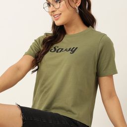 DressBerry Women Typography Printed Cotton T-shirt-image-94