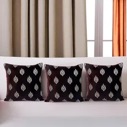 Decoghar Maroon & Silver Toned Floral Embroidered Square Cushion Cover-image-15