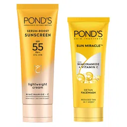 Ponds Set of Serum Boost Sunscreen 50 g + Sun Miracle Detan Face Wash 100 g-58