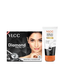 VLCC Diamond Facial Kit 60g & Bright Glow Serum Face Wash 100ml-46