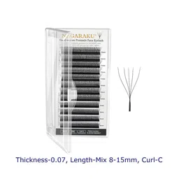 NAGARAKU Matte Black W Shape 5D Premade Fans Eyelash Extensions - Curl C - 0.07/8-15 image 1