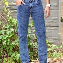 Men Slim Mid Rise Blue Jeans-image-2