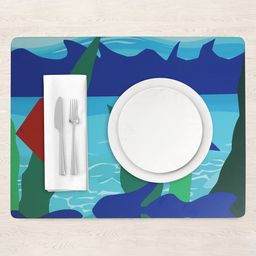 Nivasam 5 Pieces Green & Blue Printed Antiskid Rectangular Table Placemats image 2