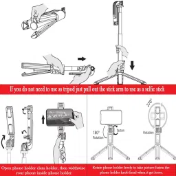 AMUSING SelfieStick Tripod Detachable Wireless Remote 3 in 1 Function and Mobile Stand Tripod, Monopod, Tripod Kit, Tripod Bracket image 4