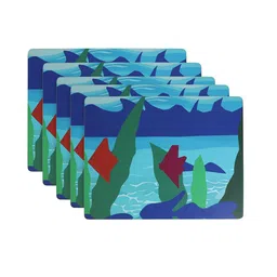 Nivasam 5 Pieces Green & Blue Printed Antiskid Rectangular Table Placemats image 3