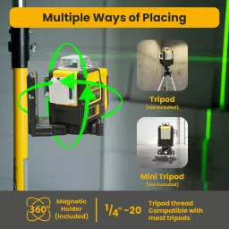 tomahawk TLL-B-12-12 Lines Green Laser Level Pro -25m 4x360° 4D Green Cross Self-Leveling Measurement Tape image 3