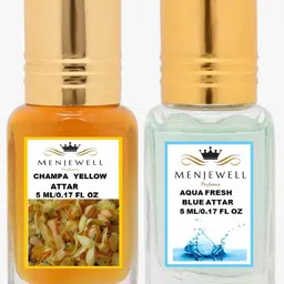 Menjewell Pack of 2 Attar Champa Yellow And Aqua Fresh 5 ml-15