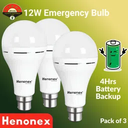 henonex 12W Rechargeable LED Emergency Bulbs with Battery – Pack of 3 2 hrs Bulb Emergency Light-picture-24