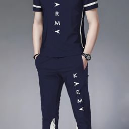 Men Night Suit Set Blue, Grey Printed-image-14