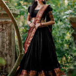 manmohitsaree Solid Semi Stitched Lehenga Choli-picture-0