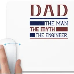 UDNAG White Mousepad 'Engineer, Father | dad the man the myth the engineer' for Computer / PC / Laptop [230 x 200 x 5mm] Non Slip Base Mousepad-10