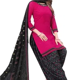 Unstitched Crepe Salwar Suit Material Solid, Floral Print, Printed, Geometric Print-image-89