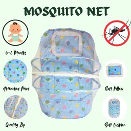 cuddlebud Polyester Infants Washable Baby Cotton mattress with mosquito net for unisex, 0-3 months Mosquito Net image 2