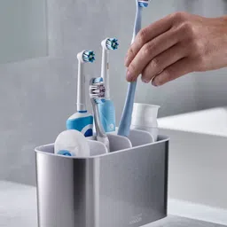 Joseph Joseph White & Silver-Toned Solid Steel Large Toothbrush Caddy-44