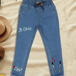 A-Okay Girls Blue Jogger High-Rise Acid Wash Jeans-image-58