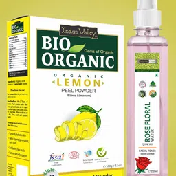 Indus Valley Bio Organic Lemon Peel Powder & Ayurveda Facial Fresh Rose Toner-14