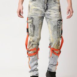 WAIMEA Men Grey Skinny Fit Mildly Distressed Heavy Fade Acid Wash Stretchable Jeans-image-85