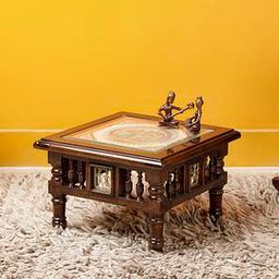 aakriti art creations Mana I Solid Wood Side Table in Matte Walnut Finish-picture-21