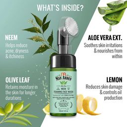 Man Arden Anti-Acne Neem Foaming Face Wash,  120 ml  with Built-in Brush  image 1