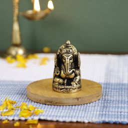 Imli Street Gold-Toned Brass Ganesha Idol Showpiece-picture-9