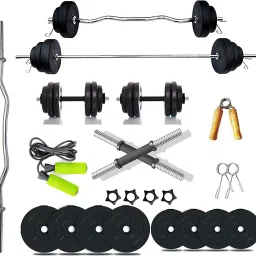 10 kg 2.5KGX4PC Rubber Plates One 4ft Curl and 5ft Straight 28mm Rod Home Gym Combo-13