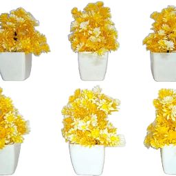 6 YELLOW Yellow Wild Flower Artificial Flower with Pot-image-13