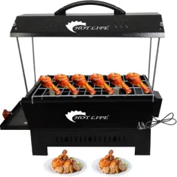 Big electric BBG-57896 Electric & Charcoal Barbeque (2 in 1 BBQ)"Multi Purpose"Grill with 6 Skewers Wooden Handle (bLACK) Electric Tandoor-image-57