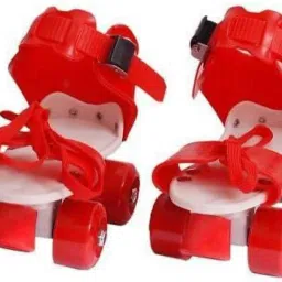 Adjustable Multi Color Quad Shoe Roller Skates for Boys and Girls, Inline Skating Shoes Suitable for Age Group 5 to 12 Years (Red) Quad Roller Skates - Size free UK (Red) Quad Roller Skates - Size Free UK-7