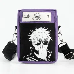 Purple, Black Men & Women Sling Bag Jujutsu Kaisen Anime Pocket Organiser Gojo Printed Cross Body Bag-image-16