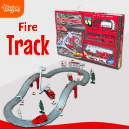 Fire Rescue Truck Toy Set for Kids Vehicle Play with Road Track, Signs & Tools-12