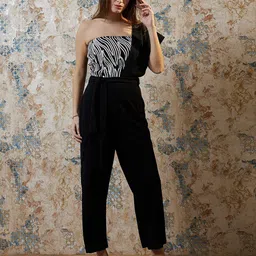 Athena Black Sequinned Embellished Basic Jumpsuit-picture-7