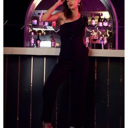 Athena Black One Shoulder Basic Jumpsuit with Embellished-picture-55