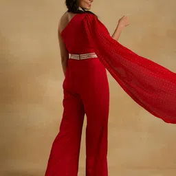 Alaya By Stage3 Printed One Shoulder Basic Jumpsuit with Embellished image 4