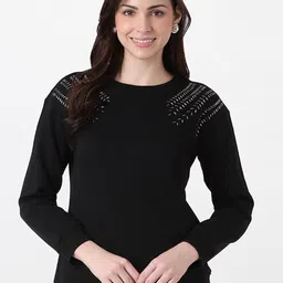 AND Women Black Embellished Top-image-86