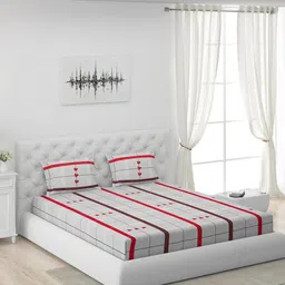 Moca By Monte Carlo Geometric 104 TC Queen Bedsheet with 2 Pillow Covers-image-56