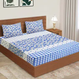 Aura Floral Print 160 TC Queen Bedsheet with 2 Pillow Covers-image-63