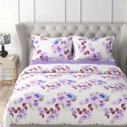 HOME PLUS STUDIOS Raymond Rich Dream Purple Floral Cotton 160TC Bedsheet Set-2.74m x 2.74m-34