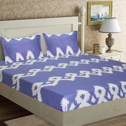 Aura Purple & White 152 TC Queen Bedsheet with 2 Pillow Covers-image-128