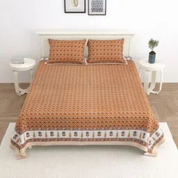 Wayne Martin Brown Floral 330 TC King Bedsheet with 2 Pillow Covers-picture-48
