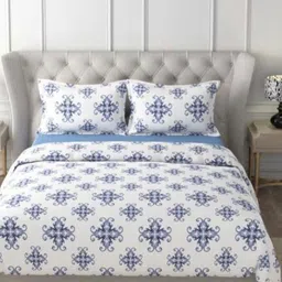 HOME PLUS STUDIOS Raymond Rich Dream Blue Floral Cotton 160 TC Bedsheet Set-2.74 m x 2.74m-image-80