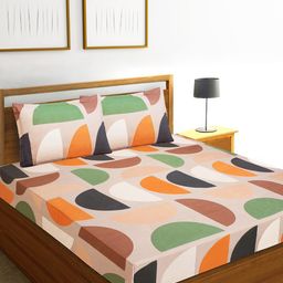 Aura Geometric Printed 144 TC Queen Bedsheet With 2 Pillow Covers-image-12