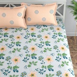 Florida Orange Coloured Printed 200 TC Microfiber Queen Bedsheet Set 2.28 m x 2.45 m-8