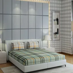 Monte Carlo Ramona Green & White Geometric 210 TC Queen Bedsheet with 2 Pillow Covers-69