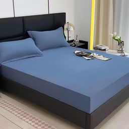 JC HOME Blue 150 TC King Bedsheet with 2 Pillow Covers-image-37