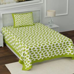 UNIQCHOICE Green Floral Cotton 120 TC Single Bedsheet with 1 Pillow Cover-2.25 m x 1.50 m-image-49