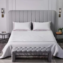Mulberry Living White & Pink 400 TC Cotton King Bedsheet 1.98 m x 1.82 m-image-40