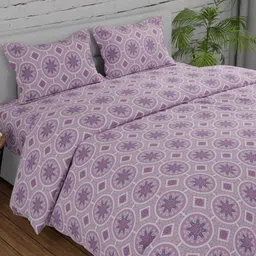 Huesland Pink & White Ethnic Motifs 144 TC Cotton King Bedsheet Set 2.74 m x 2.74 m-image-11