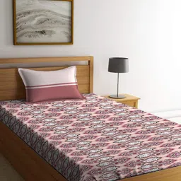 MYTRIDENT Urban Comfort Pink Ethnic Motifs Cotton 144 TC Single Bedsheet &1 Pillow Cover-image-74